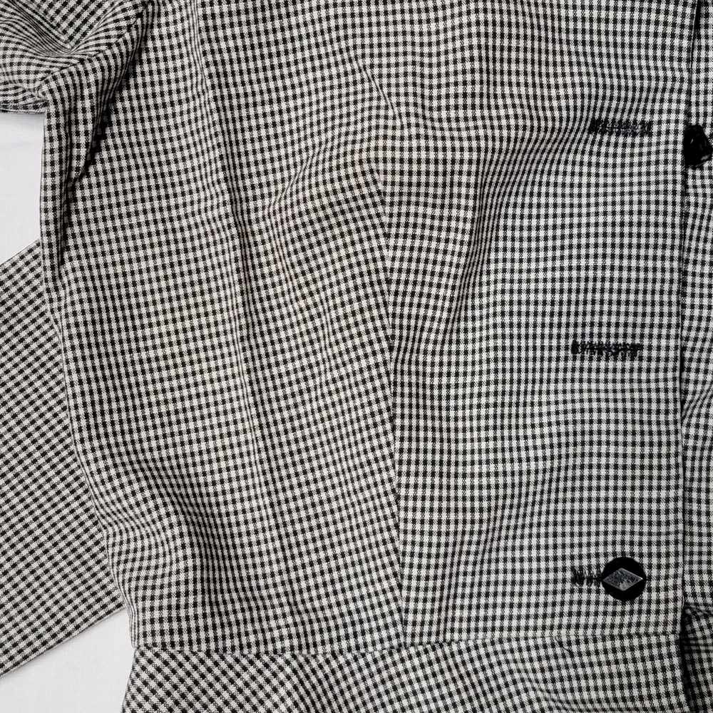 Women's Black and White Checkered Peplum Style Jacket or Blouse - Picture 7 of 16
